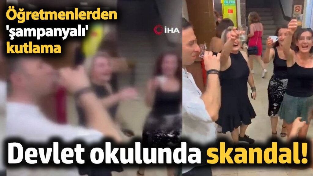 devlet okulunda skandal ogretmenlerden sampanyali kutlama dvlQJw1j