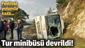 festival yolunda kaza tur minibusu devrildi G5Ddc2lC