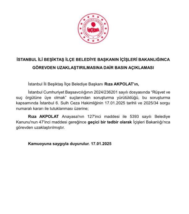 icisleri bakanligi riza akpolat gorevden uzaklastirildi 1