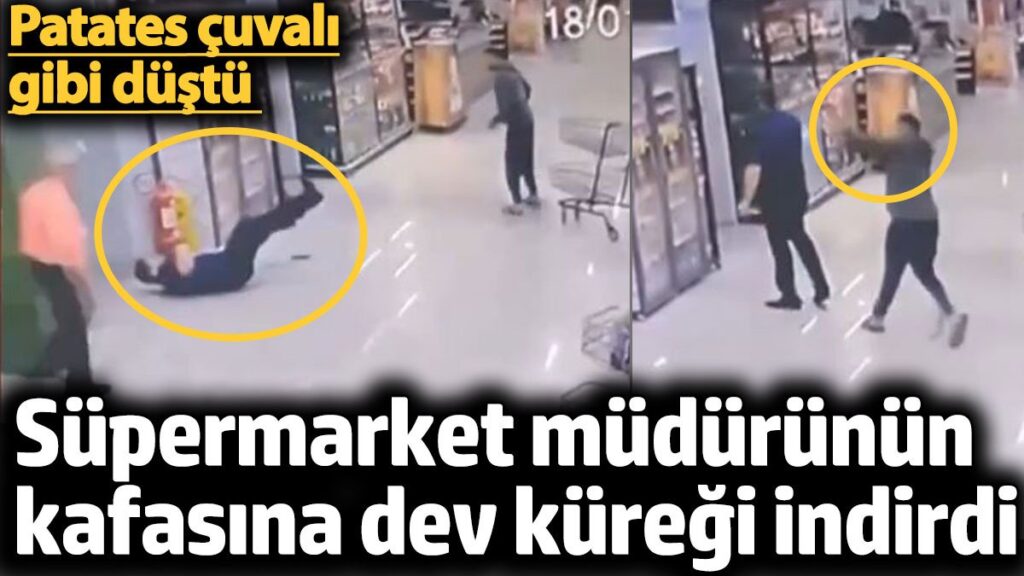 supermarket mudurunun kafasina dev kuregi indirdi patates cuvali gibi dustu nbBgDHtp