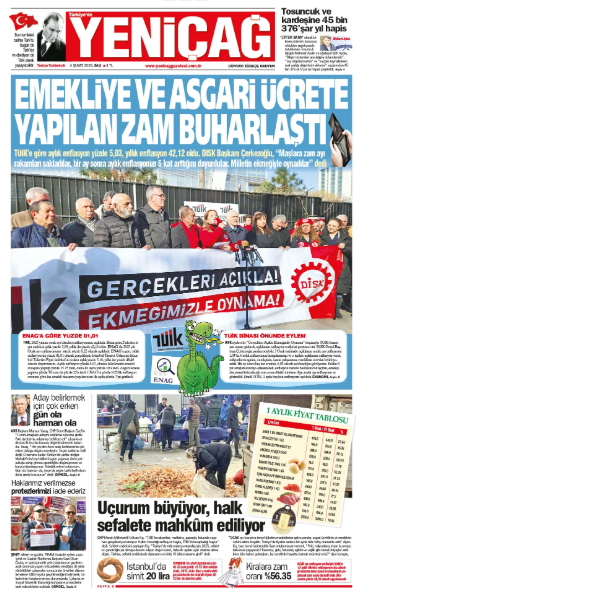 yenicag gazetesi emekliye ve asgari ucrete yapilan zam buharlasti 0 nnpmRjCj