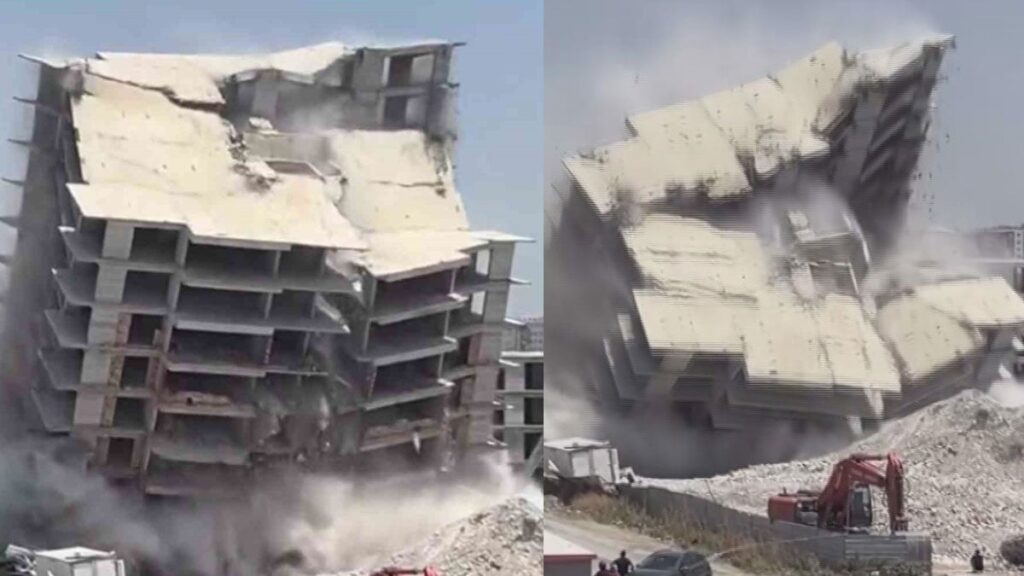 deprem etkisi yasatan 12 katli binanin yerle bir oldugu anlar kamerada GB9jesRu