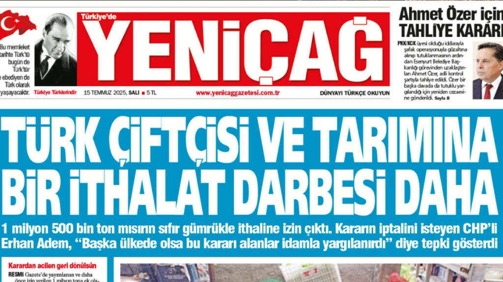 yenicag gazetesi turk ciftcisi ve tarimina bir ithalat darbesi daha YCnKt57e