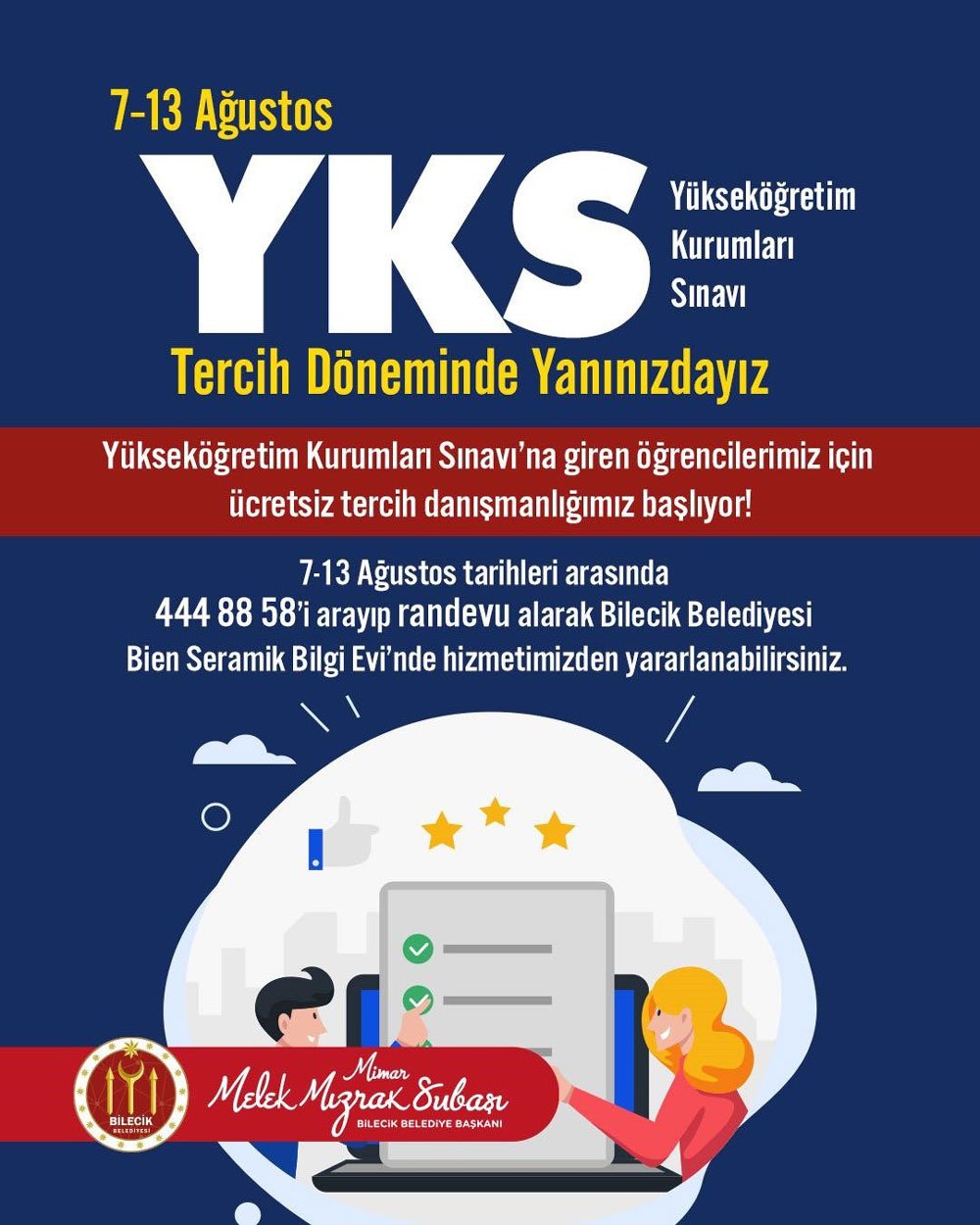 bilecik belediyesinden yksde tercih yapacak ogrencilere ucretsiz danismanlik 0