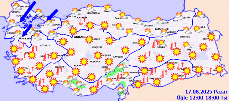 ic ve dogu kesimlerde yuksek sicaklik bugun hava nasil 17 agustos 2025 1