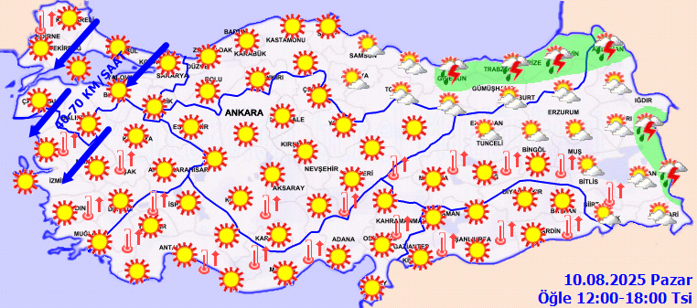 meteorolojiden kuvvetli yagis ve ruzgar uyarisi 10 agustos 2025 1