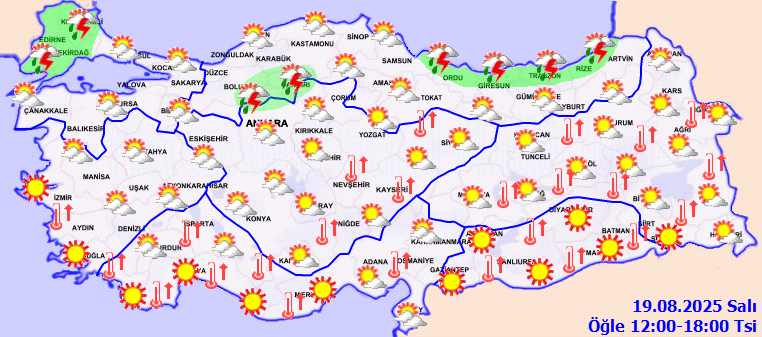meteorolojiden saganak uyarisi bugun hava nasil olacak 19 agustos 2025 1