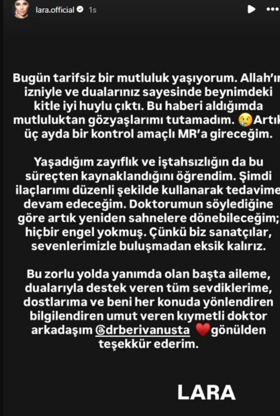 Lara’dan ‘sağlık durumu’ açıklaması! 1 laradan saglik durumu aciklamasi 0 RtNaFIG9