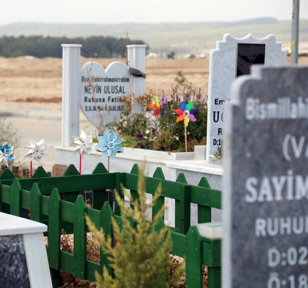 mezarligin ruzgar gulleri ve bayraklarla suslediler 0 lp1ylfVa