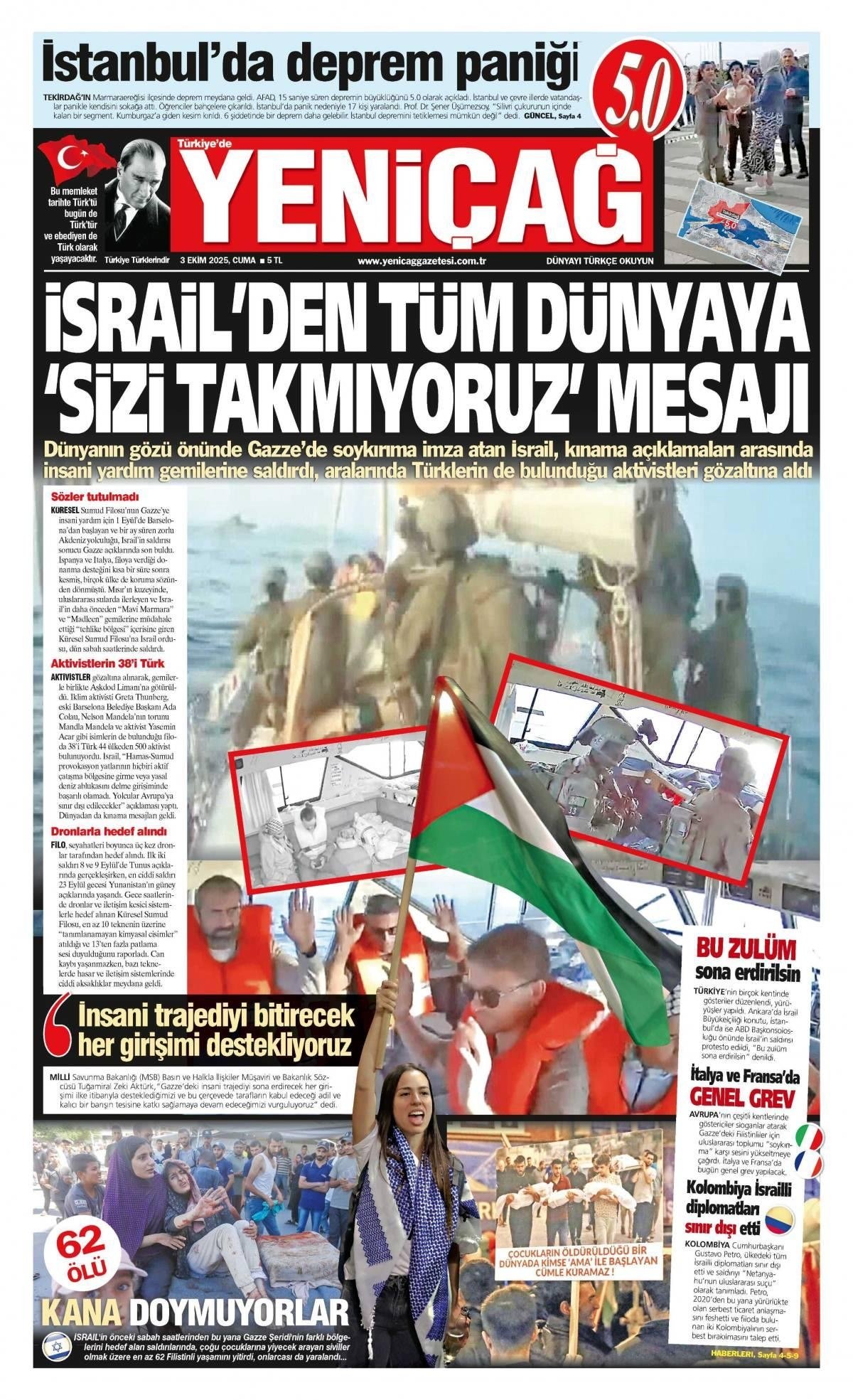 yenicag gazetesi israilden tum dunyaya sizi takmiyoruz mesaji 0 29RIEb5u
